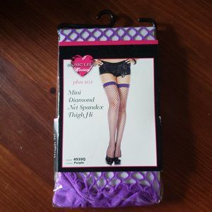 Music Legs Purple Plus Size Fishnet Thigh Highs